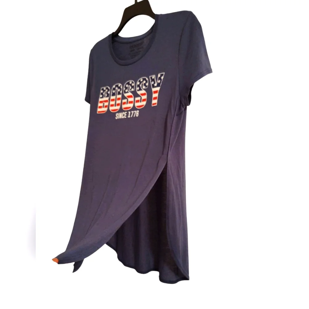 EUC Joe Boxer Women's Navy Graphic Tee W/ Side Slits Size L